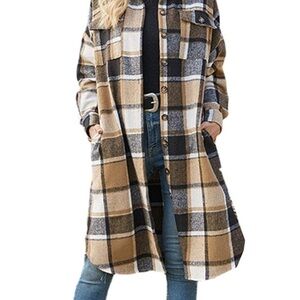 Plaid Shirt Coat Tartan Shacket Jacket